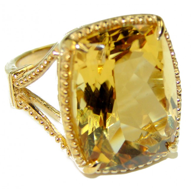 Authentic Citrine 14K Gold over .925 Sterling Silver handmade Cocktail Ring s. 7