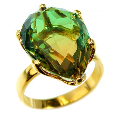 15.2 carat Brazilian Tourmaline 18K Gold over .925 Sterling Silver Perfectly handcrafted Ring s. 7 3/4