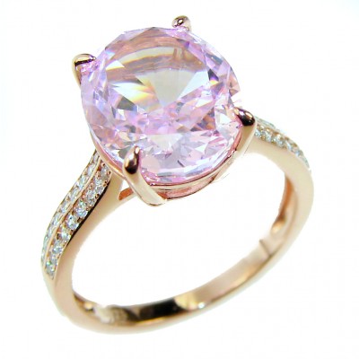 Incredible Pink Topaz 18Kt Rose Gold over .925 Silver handcrafted Cocktail Ring s. 7