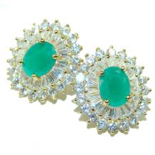 Timeless Treasure genuine Emerald 14K Gold over     .925 Sterling Silver handcrafted  Earrings