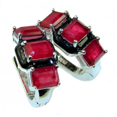 Very Unique Ruby black enamel .925 Sterling Silver handcrafted earrings