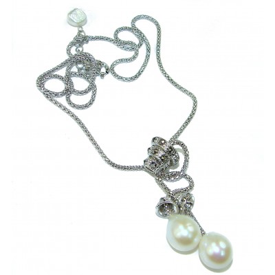 Pearl Marcasite .925 Sterling Silver handcrafted Necklace