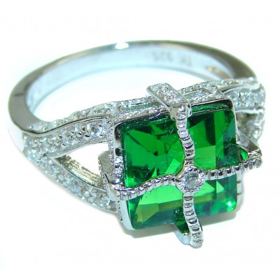 Excellent quality Chrome diopside .925 Sterling Silver ring size 8