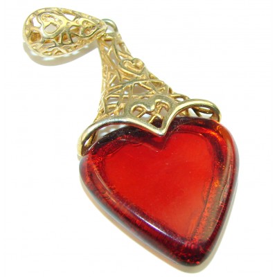 Cherry Baltic Polish Amber 14K Gold over .925 Sterling Silver handcrafted pendant