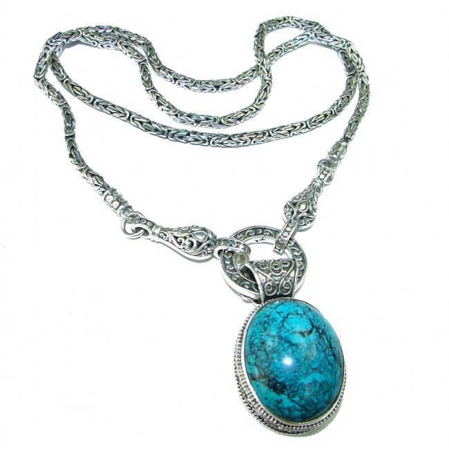 Incredible quality Turquoise .925 Sterling Silver handmade handcrafted Necklace