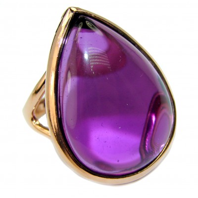 Spectacular Amethyst 14K Gold over .925 Sterling Silver Handcrafted Large Ring size 7
