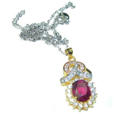 10.5 carat Ruby 14K Gold over .925 Sterling Silver handmade Necklace