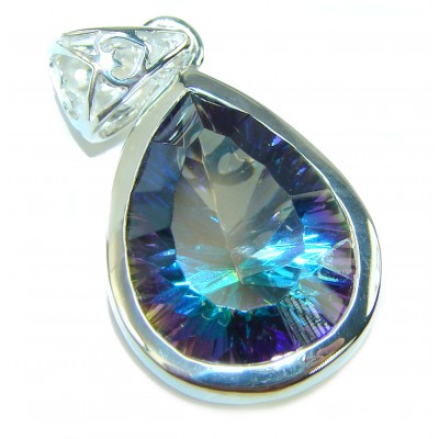 18.5 carat oval cut Mystic Topaz .925 Sterling Silver handcrafted Pendant