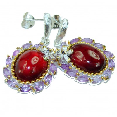 Exceptional Quality Authentic Ruby .925 Sterling Silver handcrafted earrings