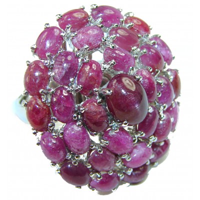 Exceptional Quality Authentic Star Ruby .925 Sterling Silver large Statement Ring size 8 1/2
