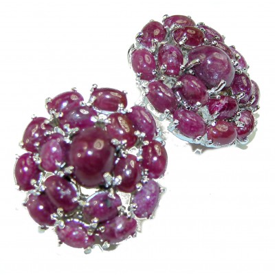 12.5 carat Star Ruby multicolor Sapphire .925 Sterling Silver handcrafted earrings