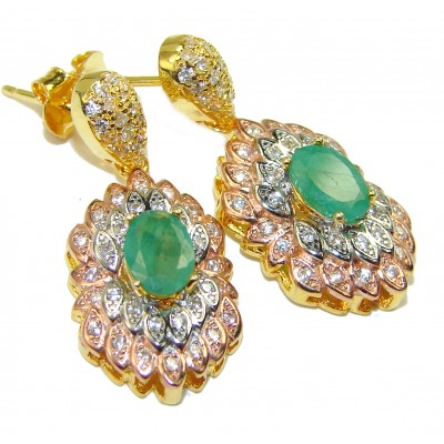 Timeless Treasure genuine Emerald 14K Gold over .925 Sterling Silver handcrafted Earrings