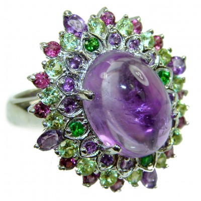 28.5 Carat Authentic African Amethyst .925 Sterling Silver Handcrafted Large Ring size 8