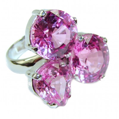 Mesmerizing Hot Pink Topaz .925 Silver handcrafted Cocktail Ring s. 9