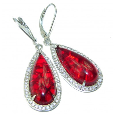 Amazing authentic Red Helenite .925 Sterling Silver earrings