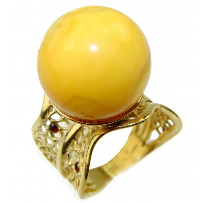 Butterscotch Amber 14K Gold over .925 Sterling Silver handcrafted Ring s. 9 1/4