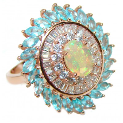 New Revolution Genuine 8.5 carat Ethiopian Opal Sapphire .925 Sterling Silver handmade Ring size 9