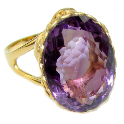 Spectacular 9.5 carat Amethyst 18K Gold over .925 Sterling Silver Handcrafted Ring size 9