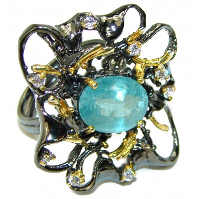 Unique Design design 8.2 carat Apatite .925 Sterling Silver handmade ring s. 8