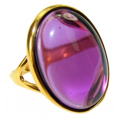 Spectacular Amethyst 14K Gold over .925 Sterling Silver Handcrafted Large Ring size 9
