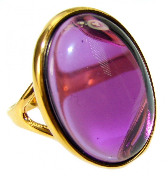 Spectacular Amethyst 14K Gold over .925 Sterling Silver Handcrafted Large Ring size 9