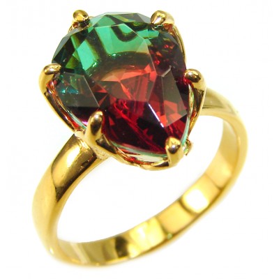 Brazilian Tourmaline 18K Gold over .925 Sterling Silver Perfectly handcrafted Ring s. 6 1/4