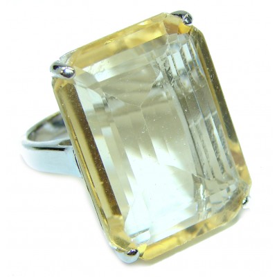 28.8 carat Genuine Lemon Quartz .925 Sterling Silver handcrafted ring size 5 3/4