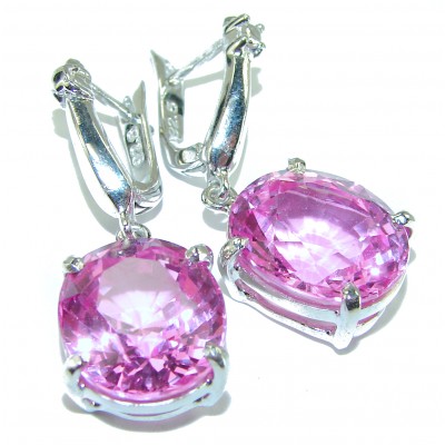 Genuine 19.2ct Pink Topaz .925 Sterling Silver handcrafted earrings