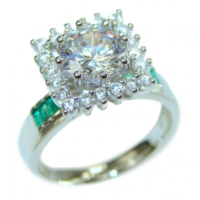 Spectacular White Topaz Emerald .925 Sterling Silver ring size 7 1/4