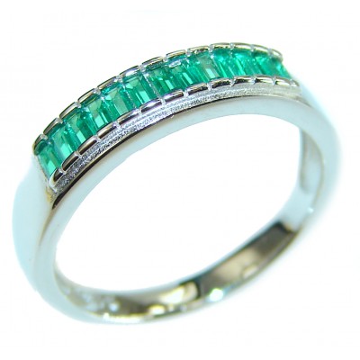 Spectacular White Topaz Emerald .925 Sterling Silver ring size 7