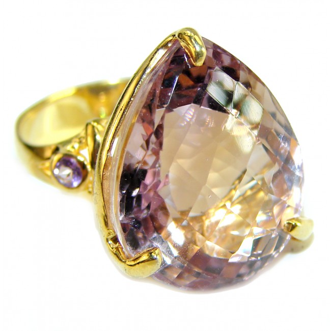 25.6 carat authentic Ametrine 14K Gold over .925 Sterling Silver handcrafted Ring s. 7 3/4