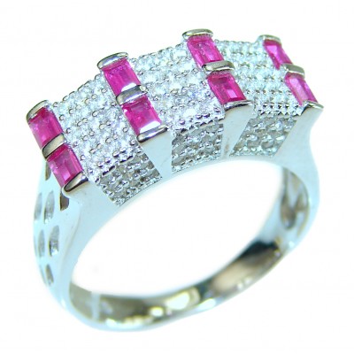White Topaz Ruby .925 Sterling Silver brilliantly handcrafted ring s. 7