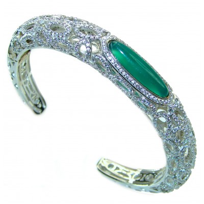 Luxurious Green Topaz .925 Sterling Silver handmade Bracelet / Cuff