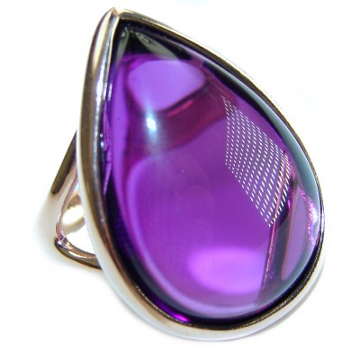 Spectacular Amethyst 14K Gold over .925 Sterling Silver Handcrafted Large Ring size 7