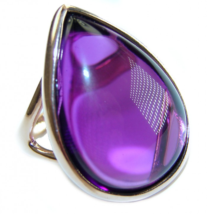 Spectacular Amethyst 14K Gold over .925 Sterling Silver Handcrafted Large Ring size 7