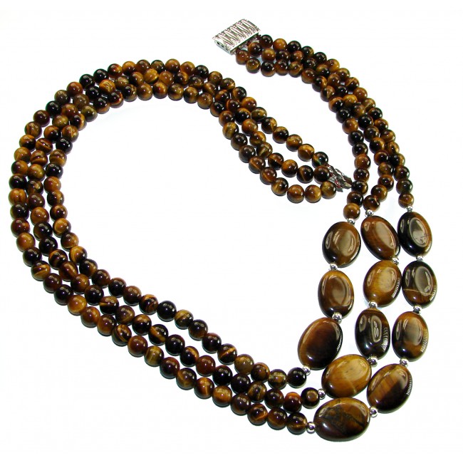 99.3 grams Rare Unusual Natural Red Tigers Eye Beads NECKLACE