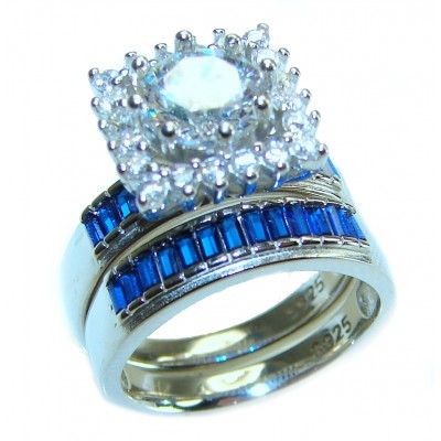 Spectacular White Topaz Sapphire .925 Sterling Silver stack up ring size 6