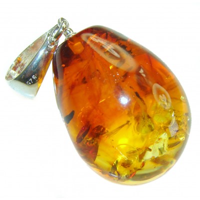 Prehistoric Beauty authentic Baltic Amber .925 Sterling Silver handcrafted pendant