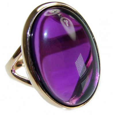 Spectacular Amethyst 14K Gold over .925 Sterling Silver Handcrafted Large Ring size 7