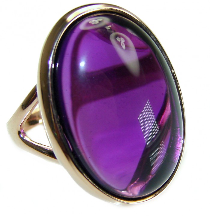 Spectacular Amethyst 14K Gold over .925 Sterling Silver Handcrafted Large Ring size 7