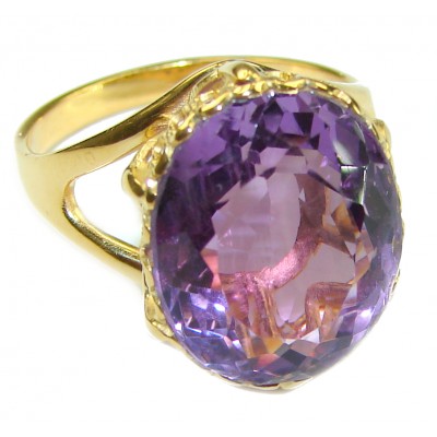 Spectacular Amethyst 14K Gold over .925 Sterling Silver Handcrafted Ring size 8 1/4