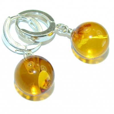 Golden authentic Baltic Amber .925 Sterling Silver Earrings