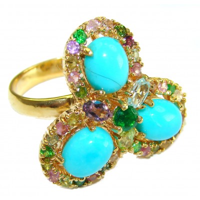 Just Perfection authentic Turquoise 14K Gold over .925 Sterling Silver Ring size 8 1/4