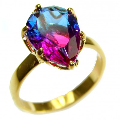 Brazilian Tourmaline 18K Gold over .925 Sterling Silver Perfectly handcrafted Ring s. 8 1/2