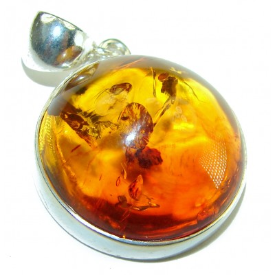Fabulous Prehistoric Baltic Amber .925 Sterling Silver handcrafted pendant