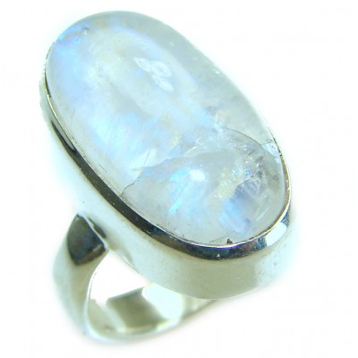 Rainbow Moonstone .925 Sterling Silver handmade ring s. 6