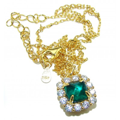 Timeless Treasure genuine Emerald 14K Gold over .925 Sterling Silver handmade necklace