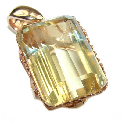 Authentic Golden Lemon Quartz 18K Gold over .925 Sterling Silver handmade Pendant