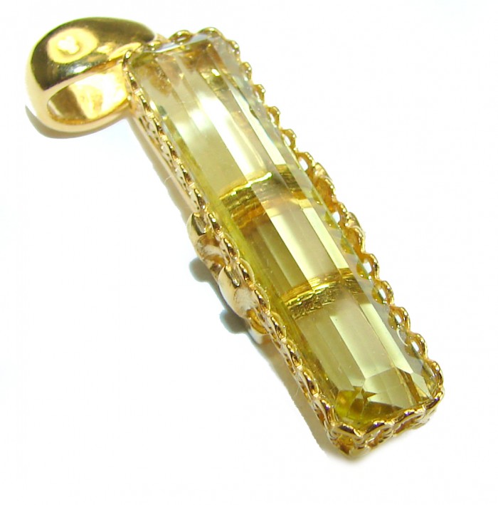 Authentic Golden Lemon Quartz 18K Gold over .925 Sterling Silver handmade Pendant