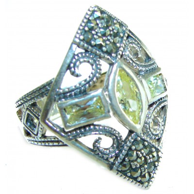Magic Perfection Yellow - Green Topaz .925 Sterling Silver Ring size 9